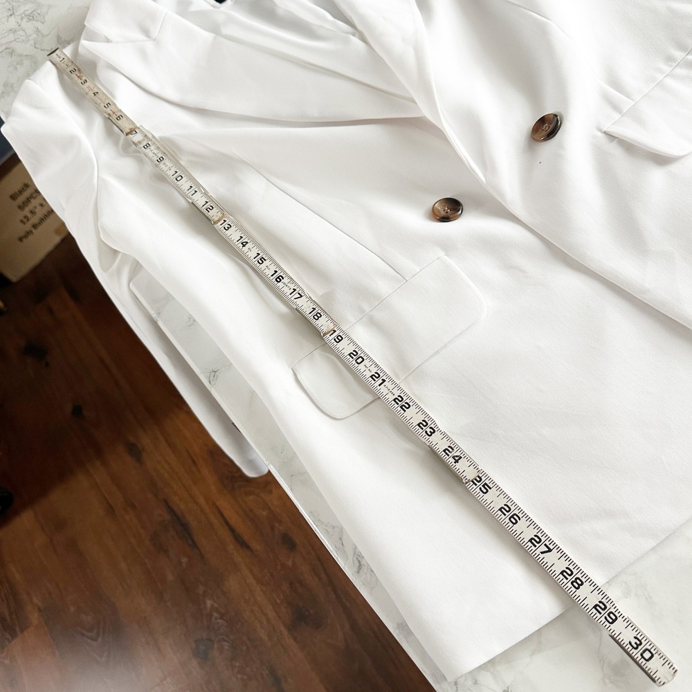 Eloquii Open Front Double Breast Button Oversized White Blazer Women's Size 14 - Picture 9 of 12